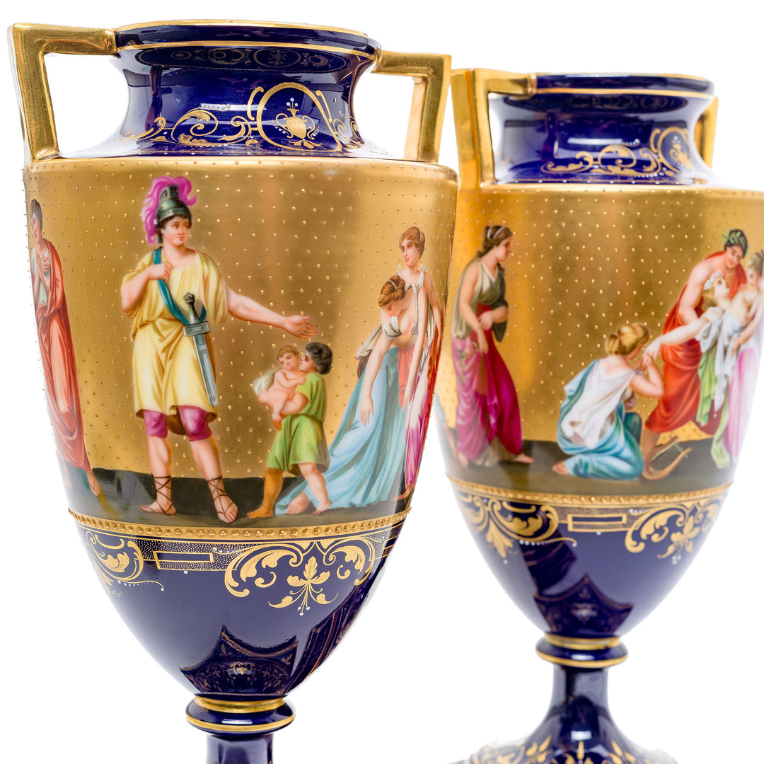 Cobalt Blue Porcelain Vases with Gilded Decoration