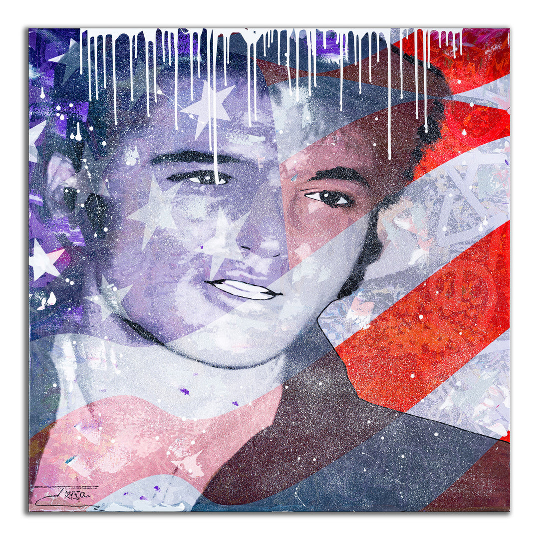 Elvis mixed media canvas with crystal sparkle signed by JOZZA