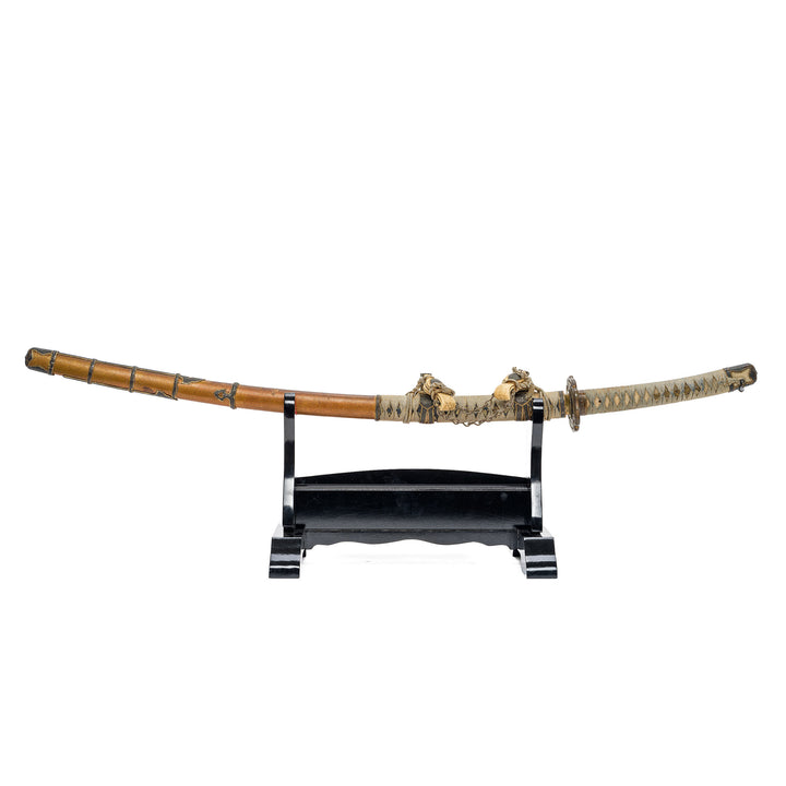 Historic Samurai Blade from Tsuda School on Display Stand.