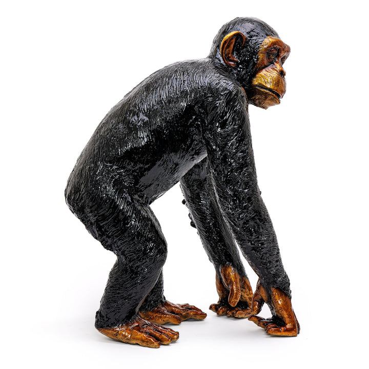 Exclusive patina-treated bronze chimpanzee artwork.