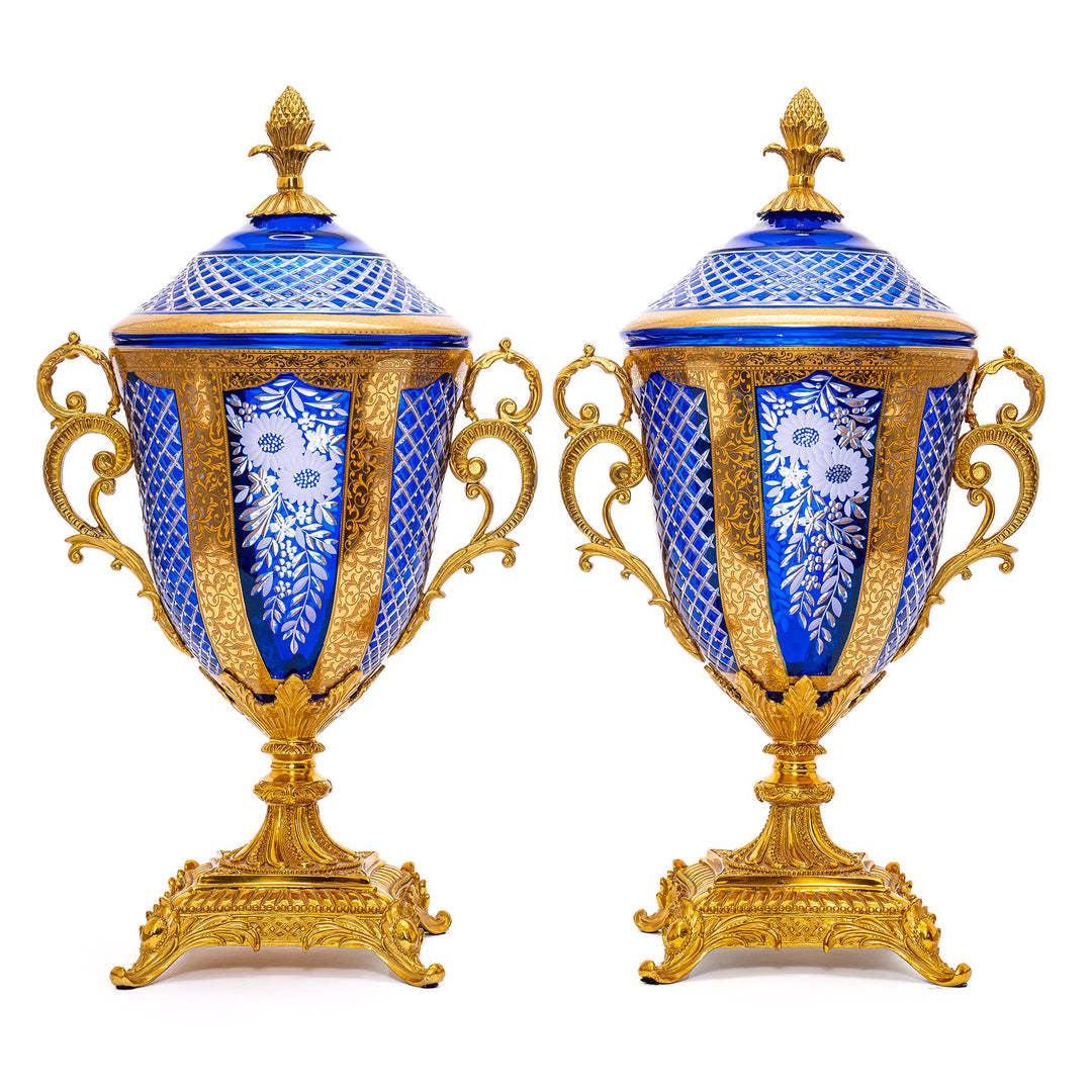 Doré Bronze Mounted Crystal Vases: Timeless Elegance