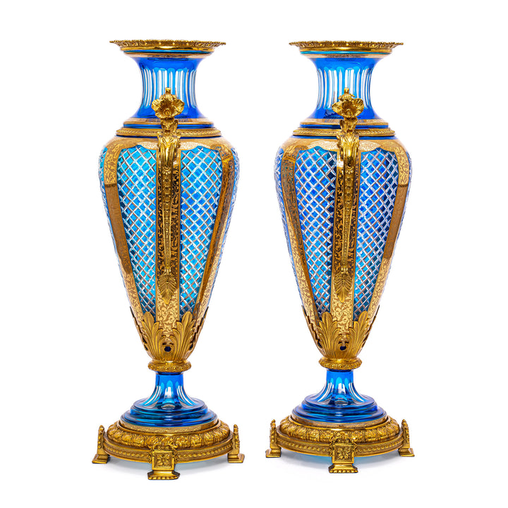 Luxurious Doré Bronze Accented Crystal Vases
