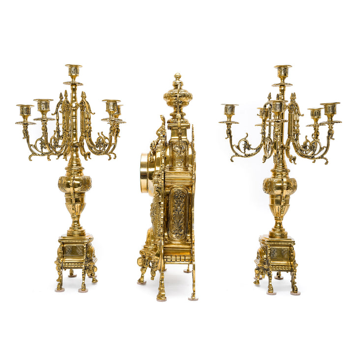 Palatial Gilt Bronze Clock Ensemble Exclusively at Regis Galerie.