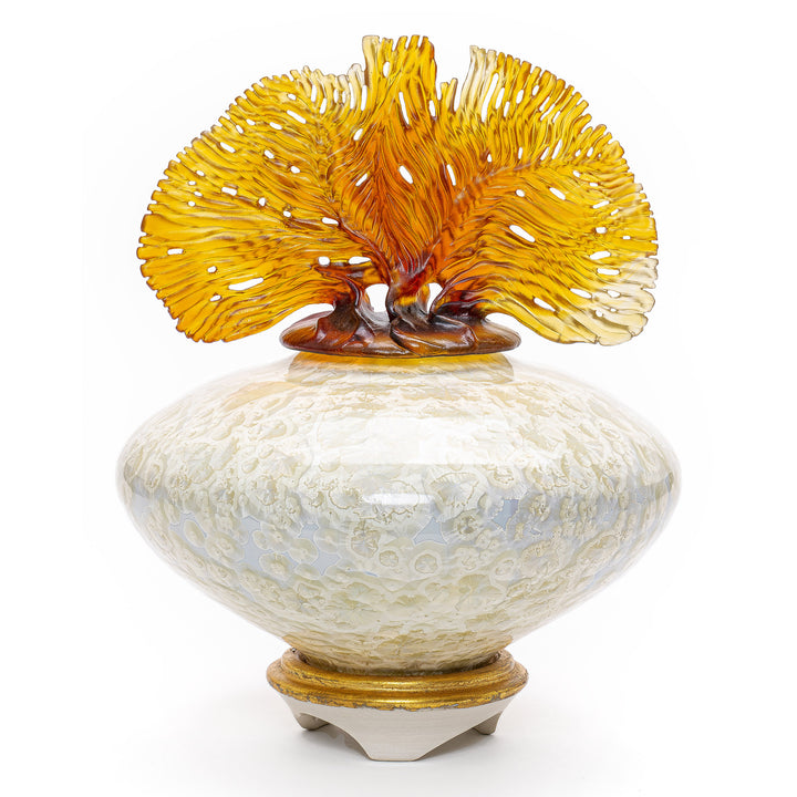 Ocean Whispers Vase by Debra Steidel with amber lid