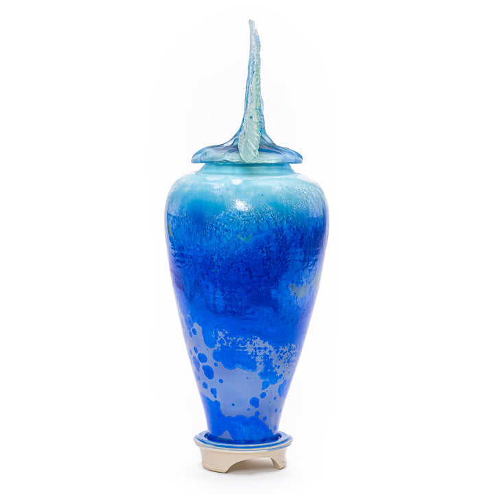 Ocean Whispers Blue vase with crystalline glaze by Debra Steidel