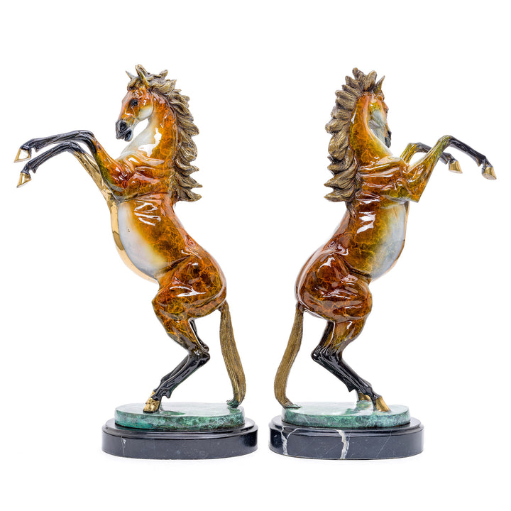 Majestic bronze stallion sculptures, a symbol of nobility and freedom