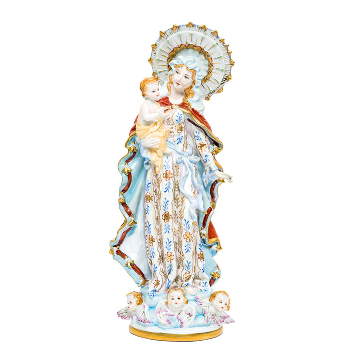 Handmade porcelain Madonna and Child sculpture