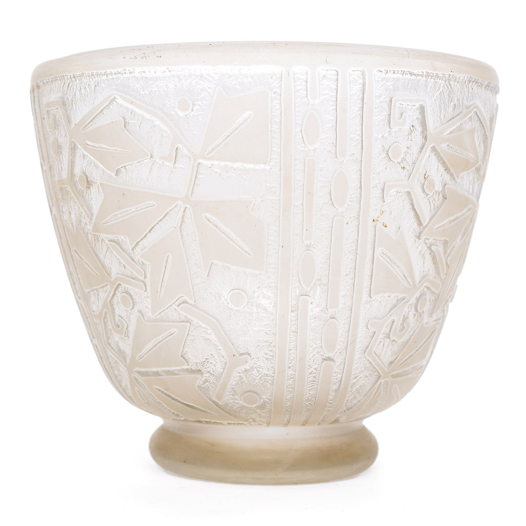 Vintage Glass Bowl with Deep-Cut Design