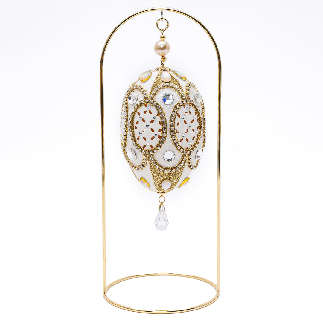 White Hanging Ornament Egg collection showcasing traditional craftsmanship and luxury