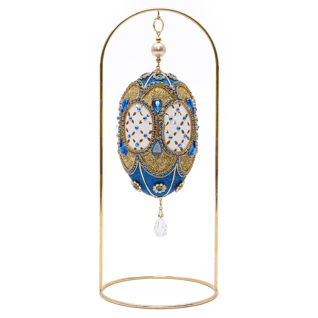 Majestic Royal Blue Hanging Ornament Egg with Swarovski gleam