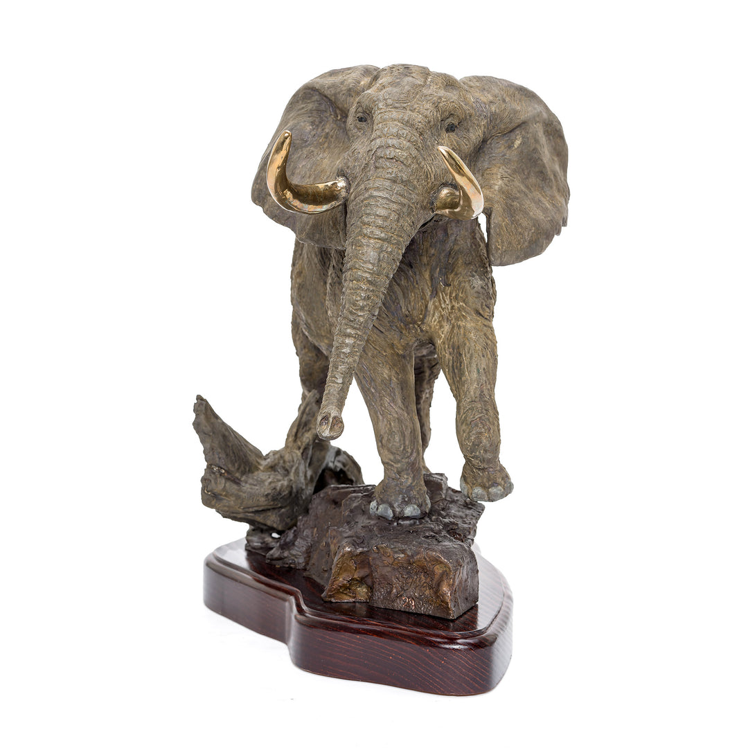 Fine art sculpture "Noble Ruler" featuring a majestic grey elephant