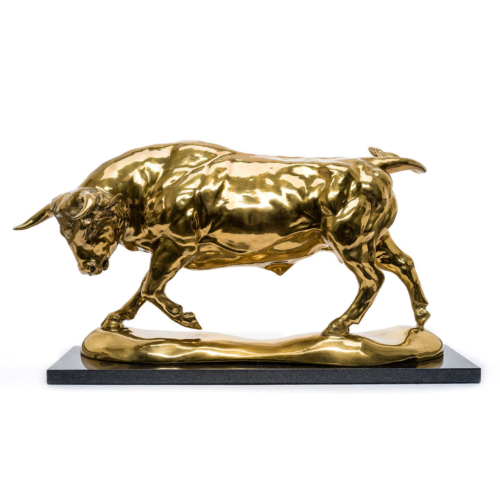 "Lorenzo's Bull" polished bronze limited edition sculpture by Ghiglieri