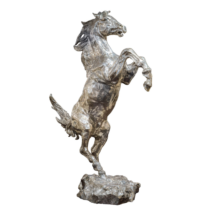 Lorenzo's Horse by Ghiglieri, a monumental 10-foot silver-plated sculpture.