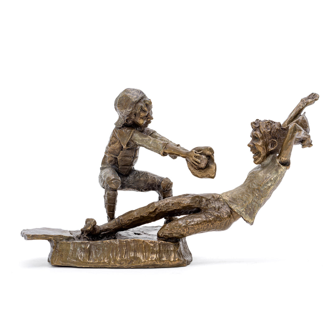"Close Call" limited edition bronze action sculpture by Mark Hopkins.