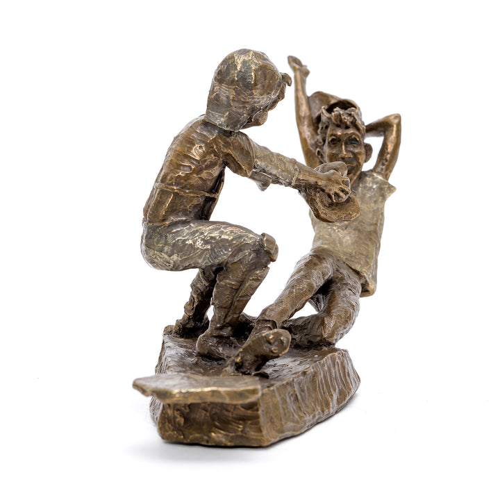 Dynamic bronze sculpture of a daring rescue by Mark Hopkins.