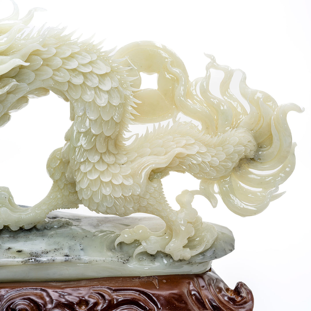 Elegant agate stone dragon statue, perfect for sophisticated decor.