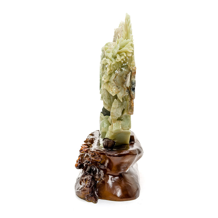 Intricate agate stone dragon symbolizing power and wisdom.