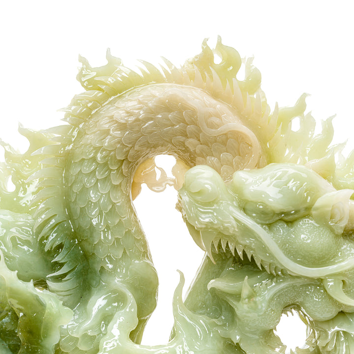 Cultural dragon sculpture in agate, a collector's centerpiece.