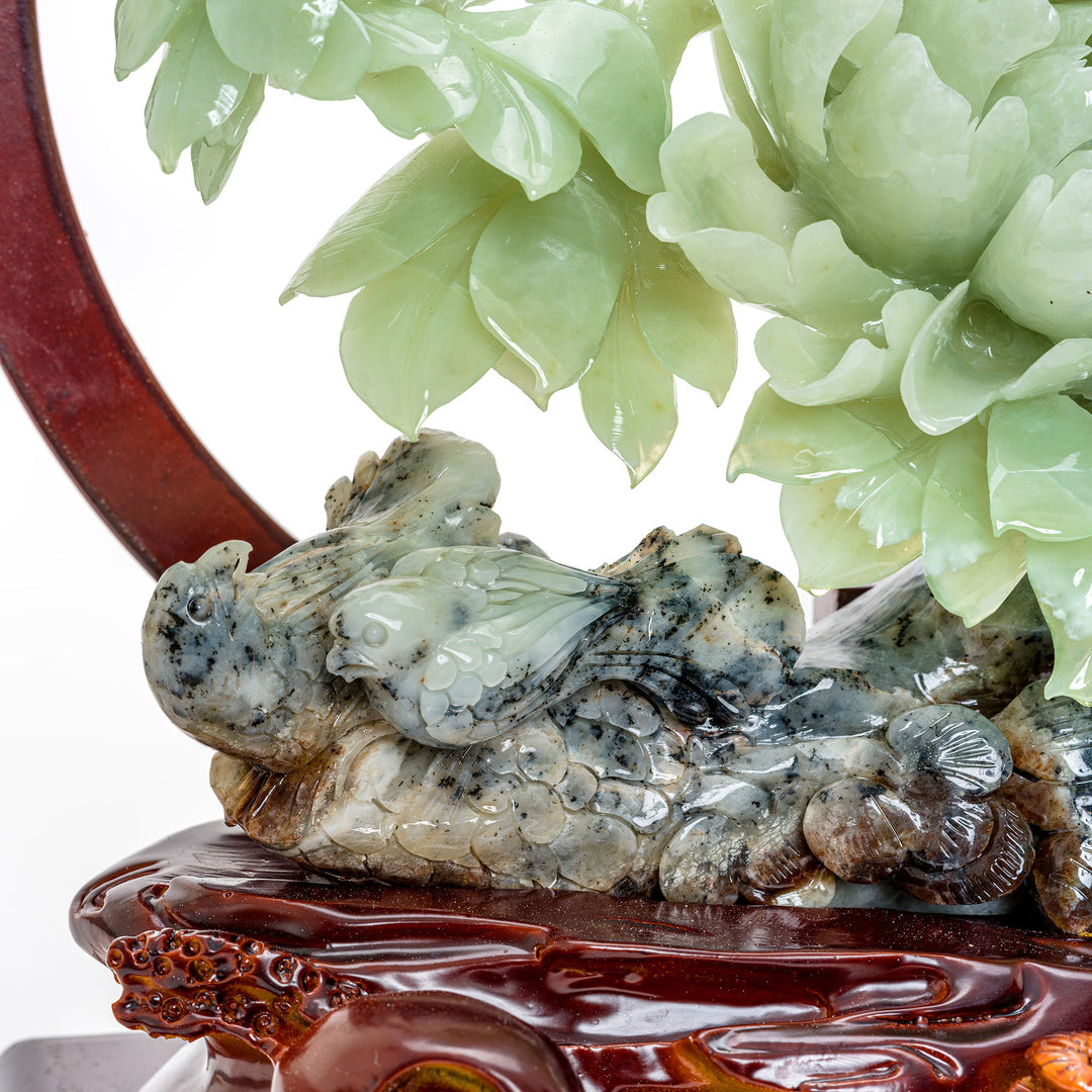 Exquisite agate floral sculpture capturing the essence of a moonlit garden.