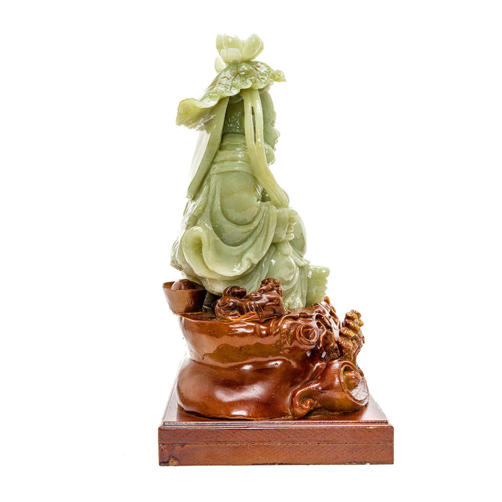 Agate sculpture of Buddha with large lotus flower