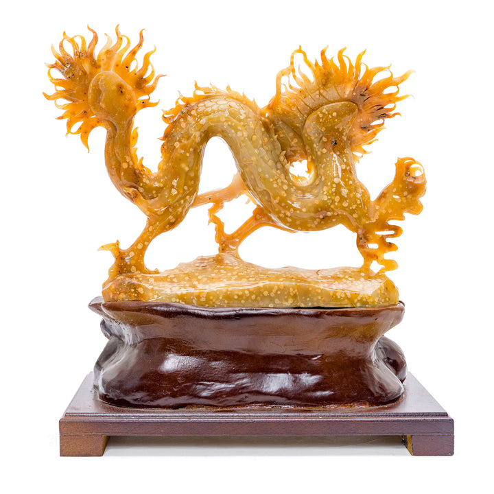 Intricate agate dragon carving showcasing exceptional craftsmanship.