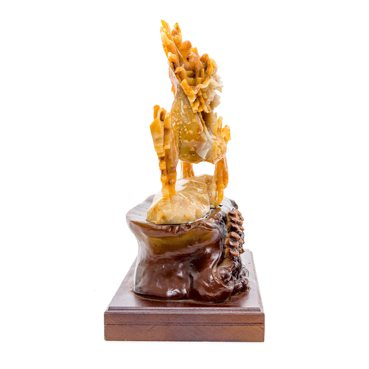 Majestic agate sculpture with a mythical dragon theme.