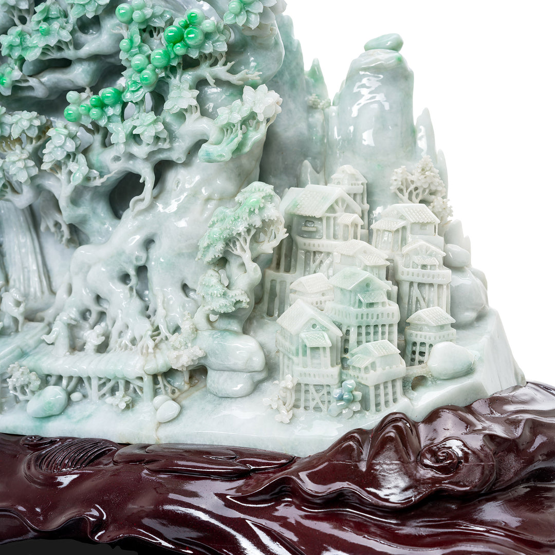 Heirloom-Quality Natural Jadeite Sculpture with Cultural Narratives.