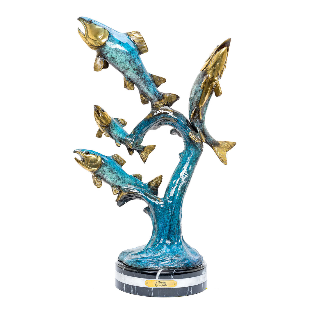 School of trout bronze sculpture
