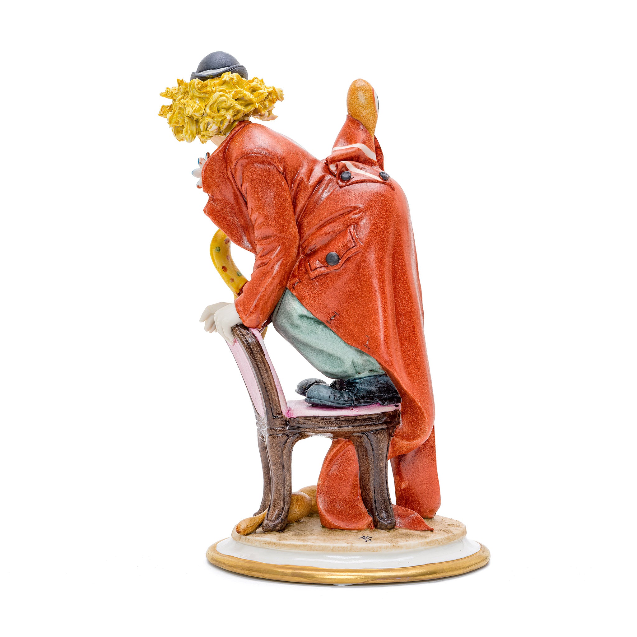 Clown with Chair Capodimonte Porcelain Figurine - Italian Ci