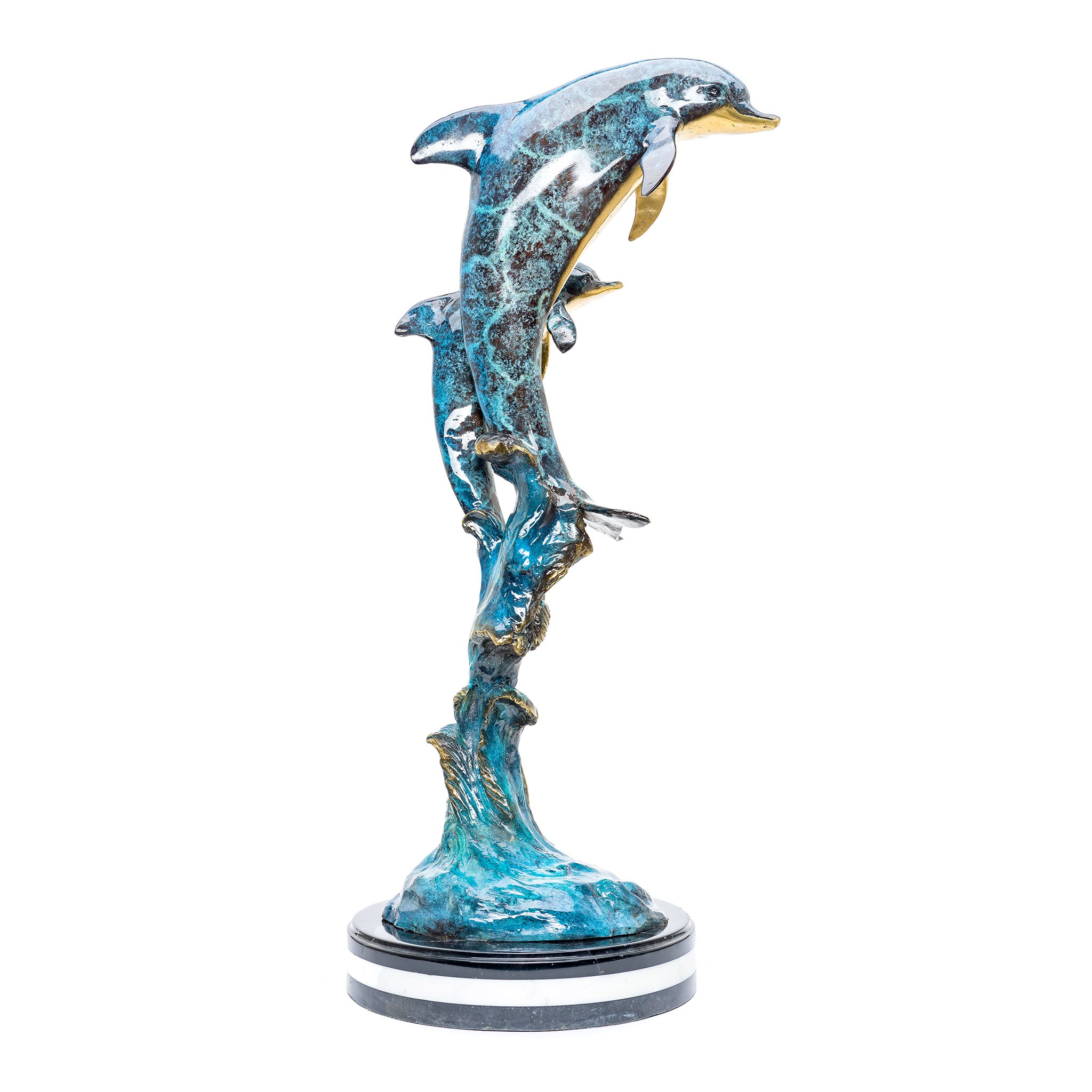 Fiyers - Bronze Double Dolphin Sculpture Leaping with Joy