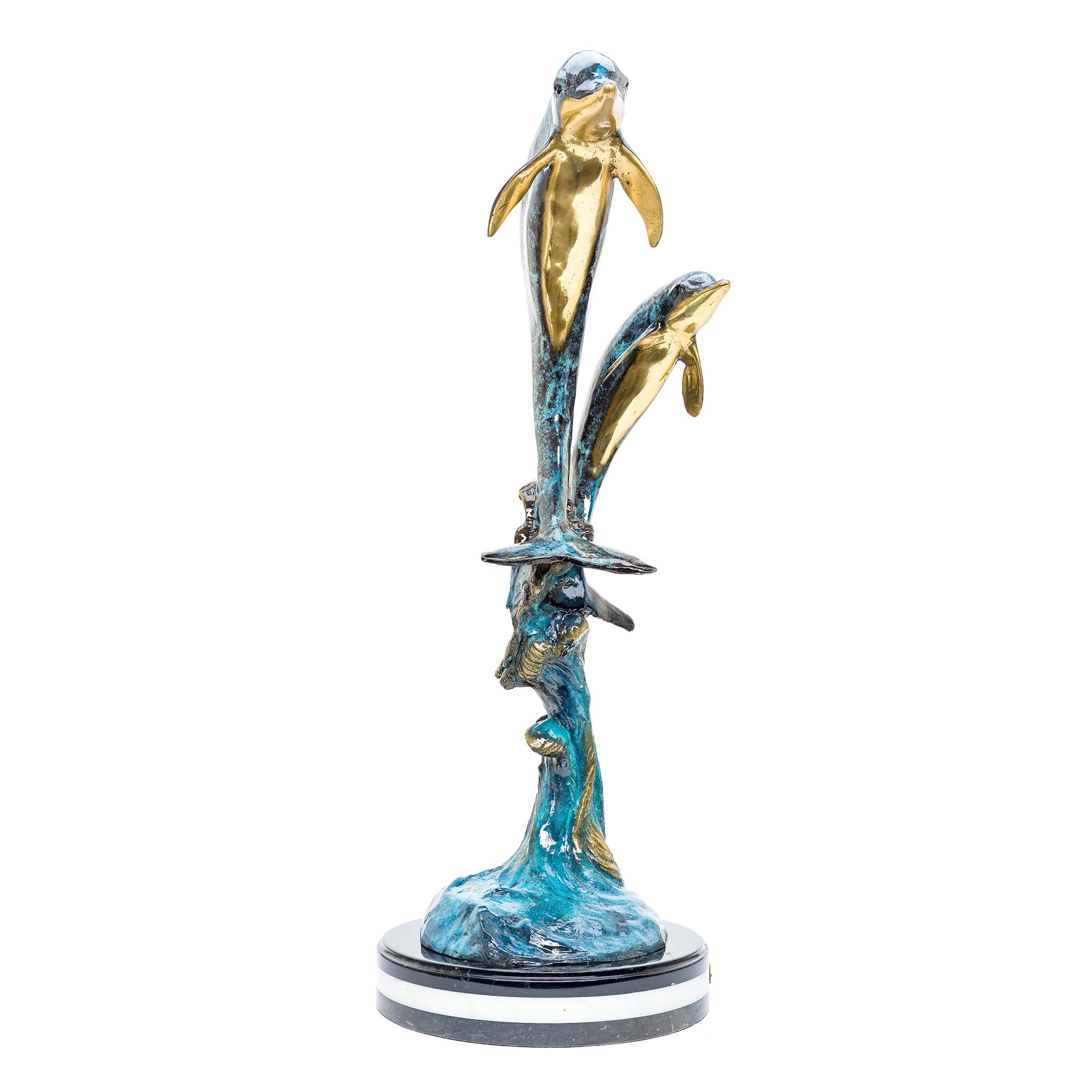Fiyers - Bronze Double Dolphin Sculpture Leaping with Joy