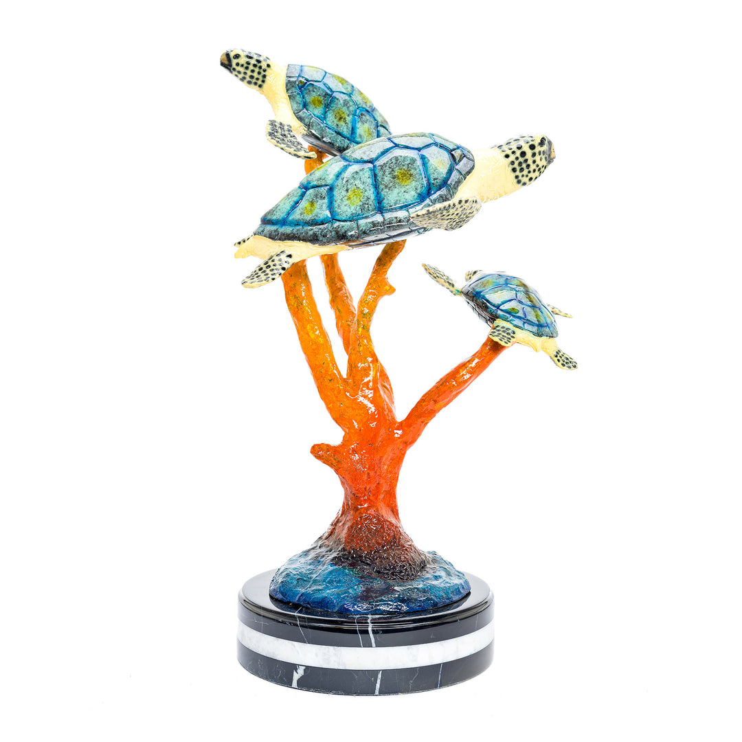 Bronze art of turtles perfect for marine-themed interiors.