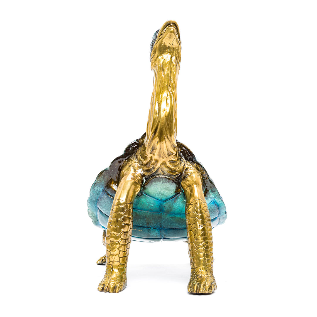 Realistic turtle in bronze for home decor.