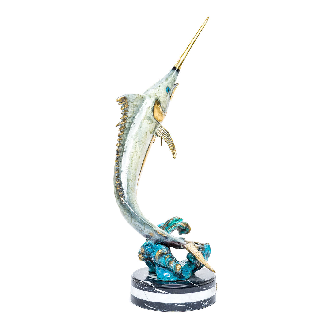 Swordfish statue showcasing speed and agility.