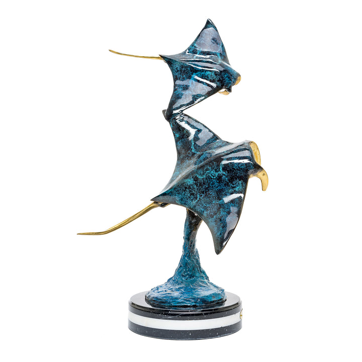 Elegant marine life captured in a bronze manta ray decorative sculpture.