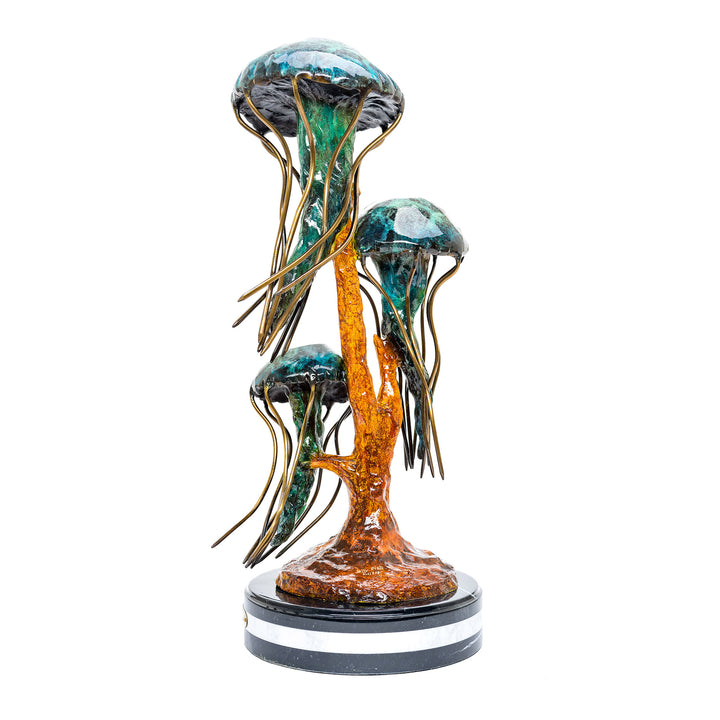 Ethereal jellyfish in custom patina bronze.