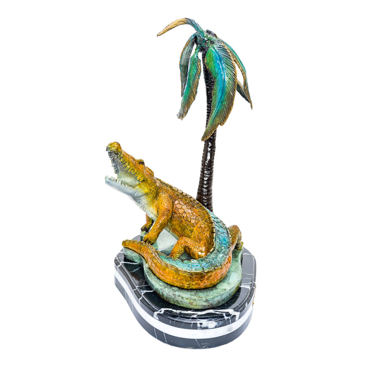 Vibrant bronze crocodile art for office decor