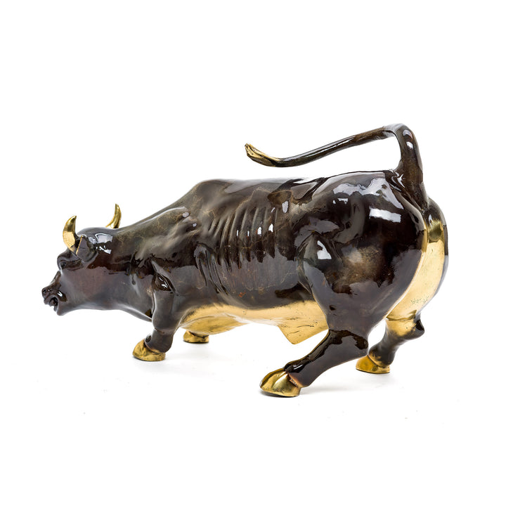 Custom patina finish on the Wall Street Bull sculpture.