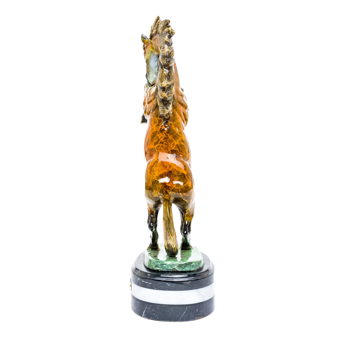 Decorative bronze sculpture of rearing horse