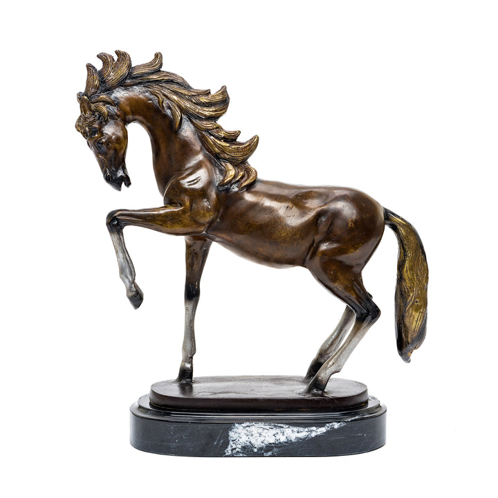 Majestic bronze horse sculpture with custom patina.