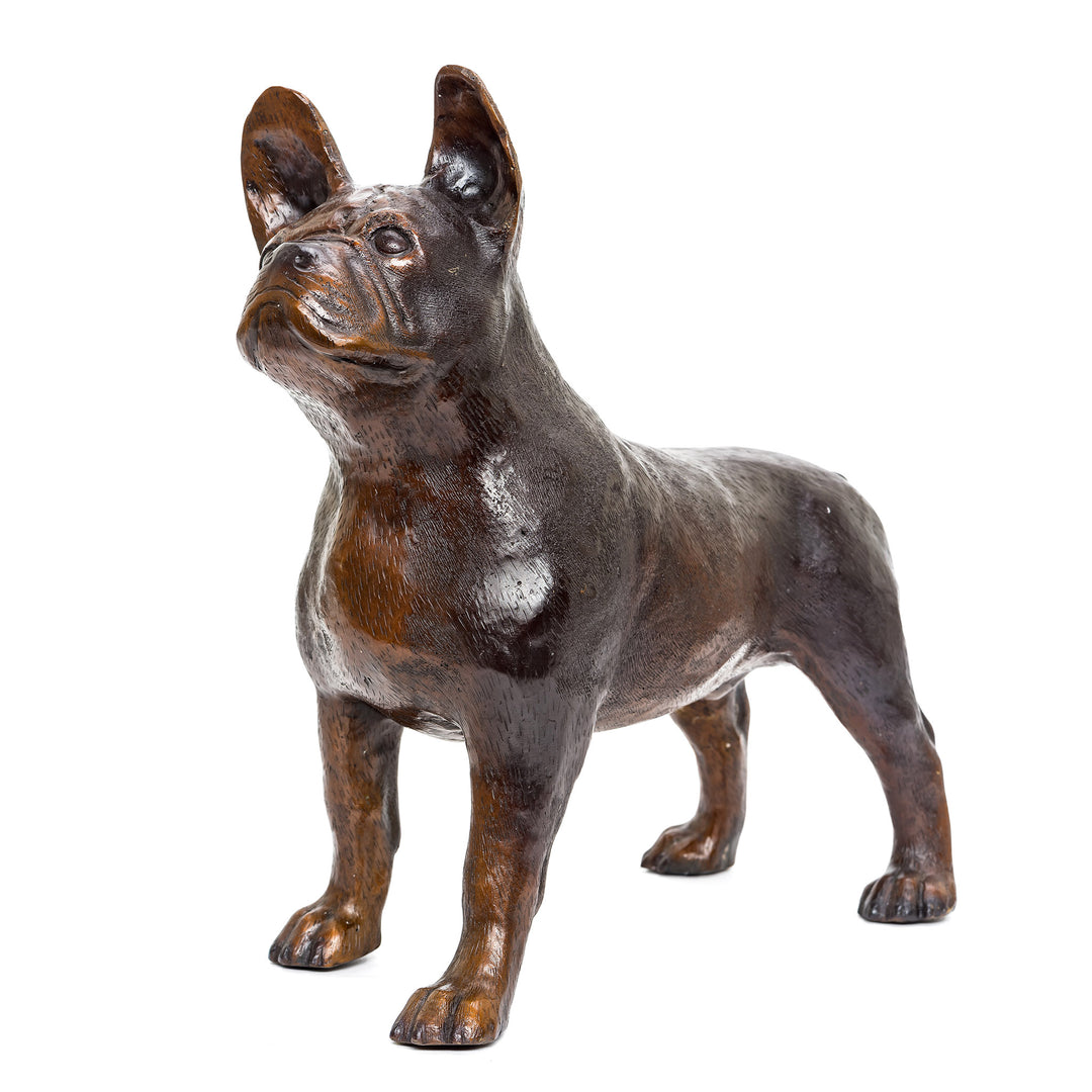 Bronze bulldog sculpture with detailed patina