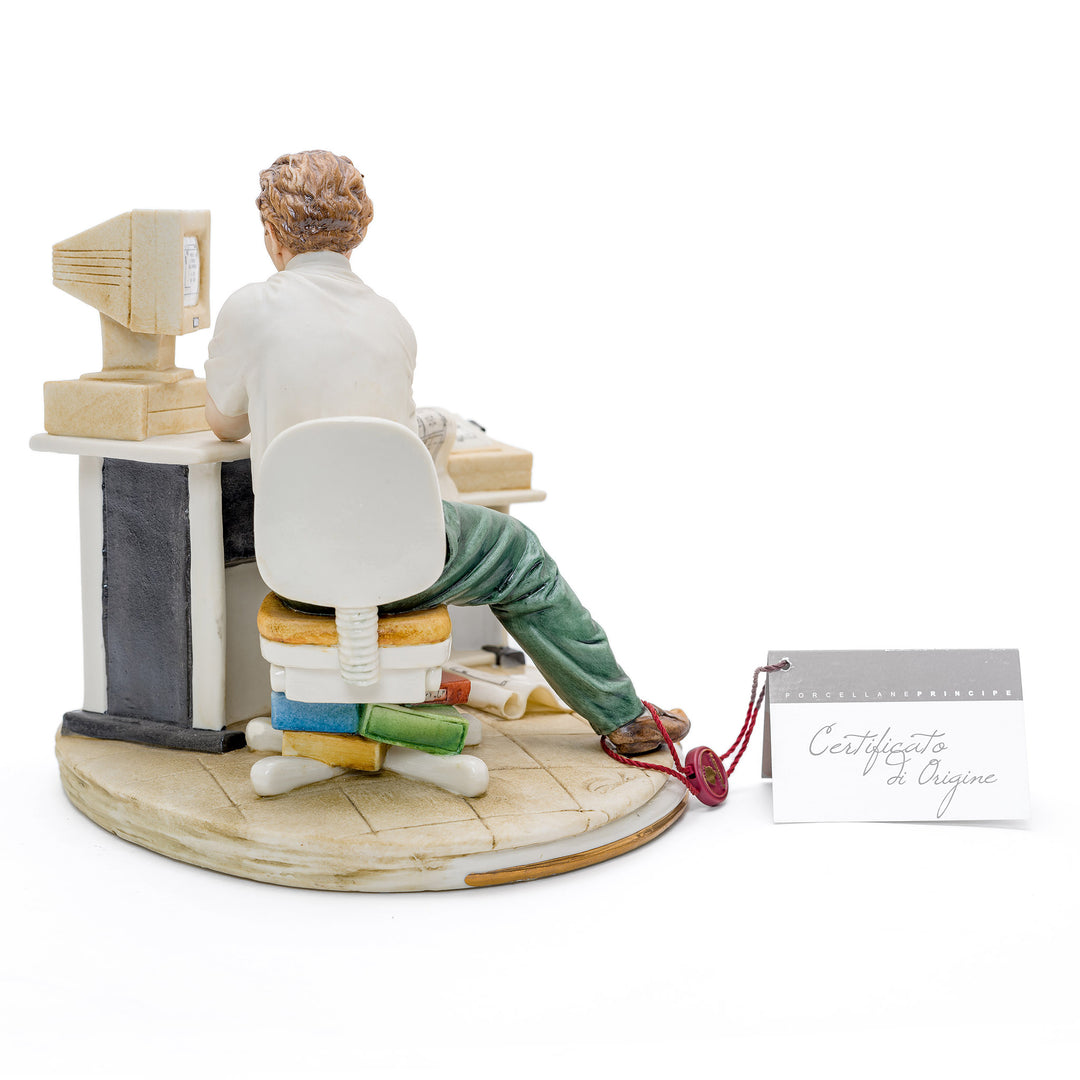 Porcelain representation of a surveyor at work by Capodimonte.