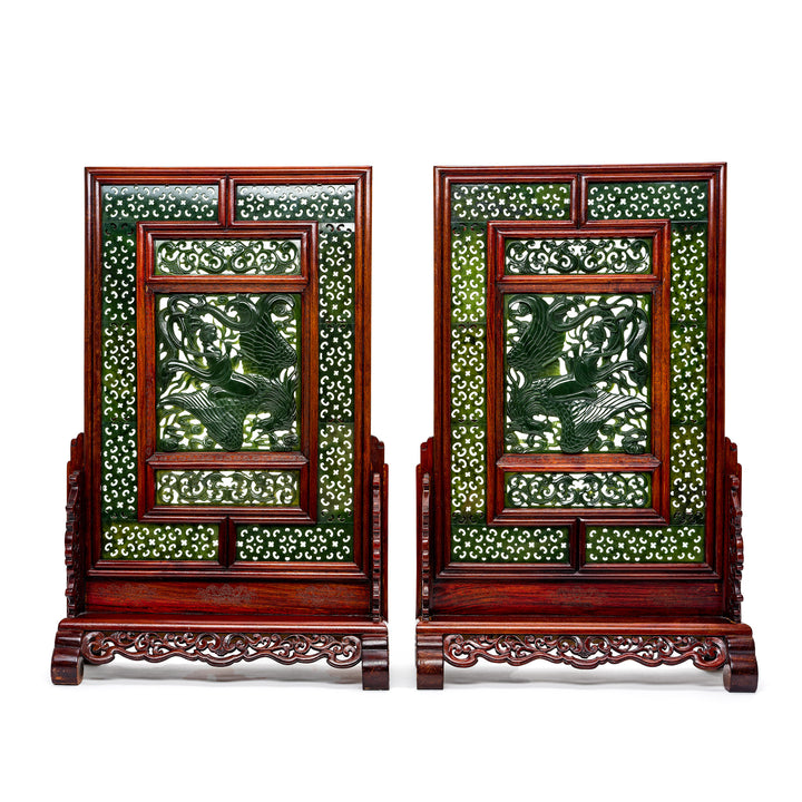 Exquisite Pair of Jade Screens