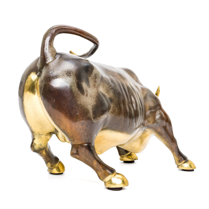 Office decor small bronze bull with gold accents