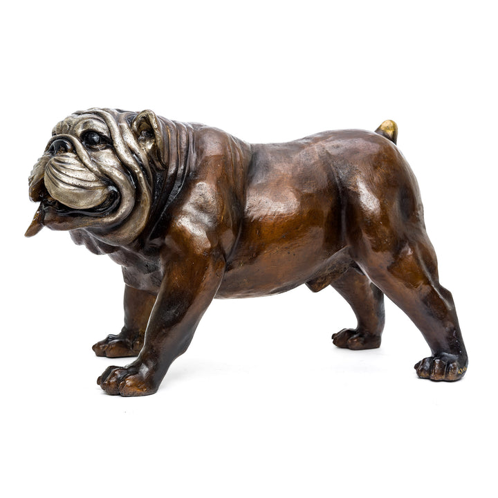 Majestic bronze bulldog sculpture with rich finish.