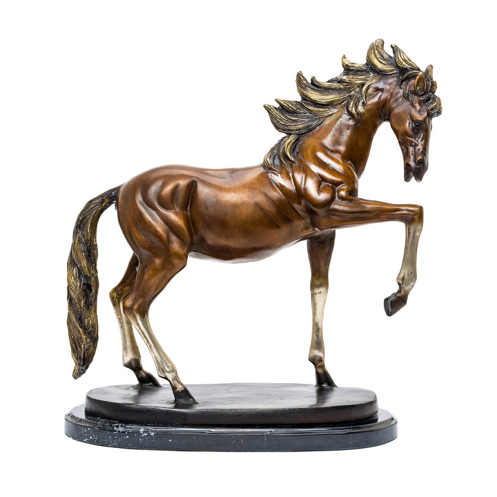 Elegant bronze horse sculpture with custom patina.