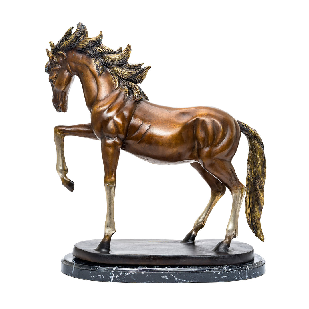 Bronze horse sculpture showcasing grace and strength.