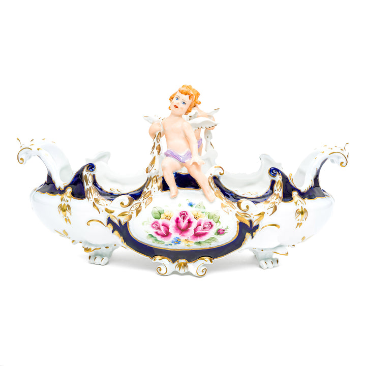 Dresden porcelain serving dish with seated cherubs design