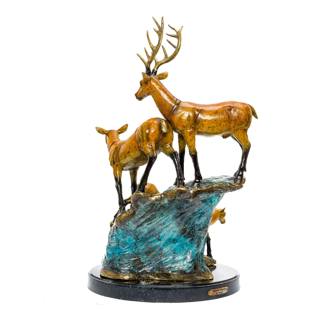 Bronze deer family statue ideal for nature lovers and collectors.