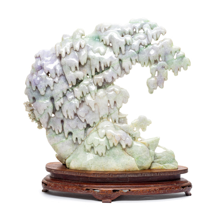 Elegant jade and wood decorative statue